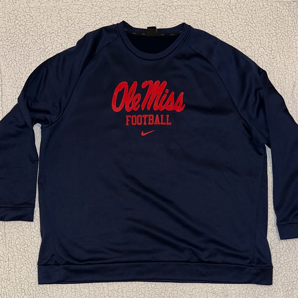 Nike Men's Navy Ole Miss Football Crewneck Sweatshirt